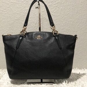 Coach Pebbled Black Leather Tote